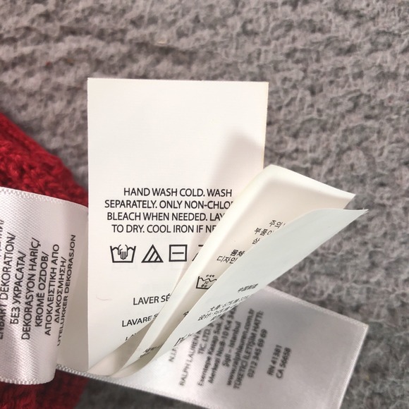 Polo Ralph Lauren Sweater Mens Medium Red Bear Knit Cotton Linen Classic RL - Picture 15 of 15